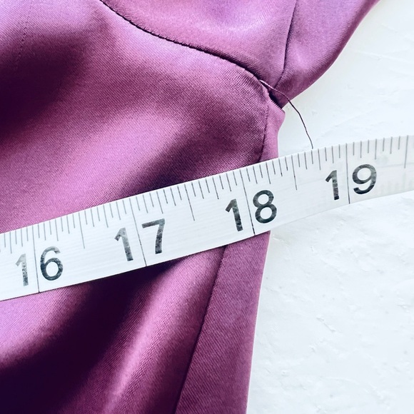 Zara Egg Plant color Ruched Bodycon Dress with Bishop Sleeves - Picture 5 of 7